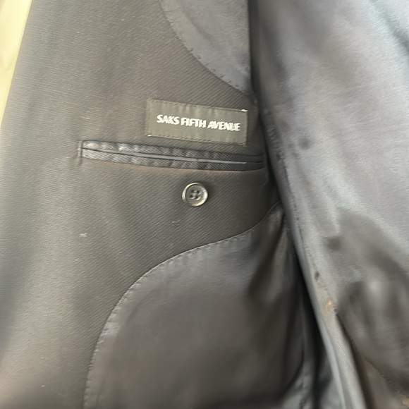 Saks Fifth Avenue Men’s 2 Button Wool Black Blazer Slim Fit Size 44 L - Picture 7 of 13